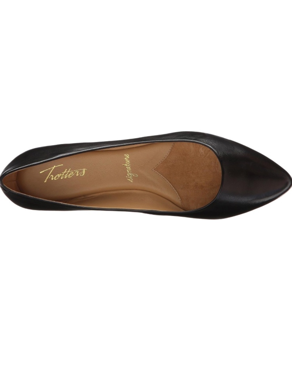 Trotters Estee Black Pointed-Toe Leather Ballet Flat 9.5